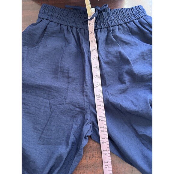 KICZOY Pants Womens Small Navy Blue Wide Leg Elastic Waist Pleated - Picture 4 of 7